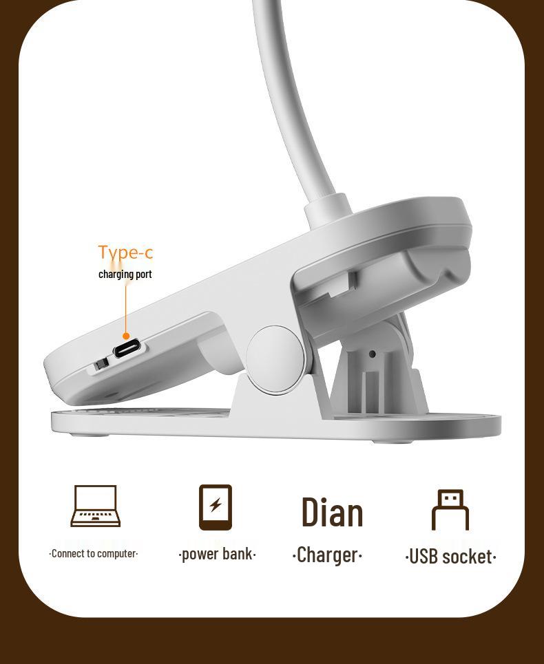 Eye-Friendly LED Clip-On Desk Lamp with Clock – Perfect for Study, Dorm, and Bedside Reading