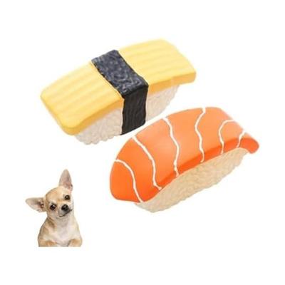 Dog Toy, Natural Rubber Chew Toy [Selectable Gourmet Set] Natural Latex, Sounding Toy, Donut, Sushi, Sweets, Hot Dog, Shape, Soft, Teeth Grinding,