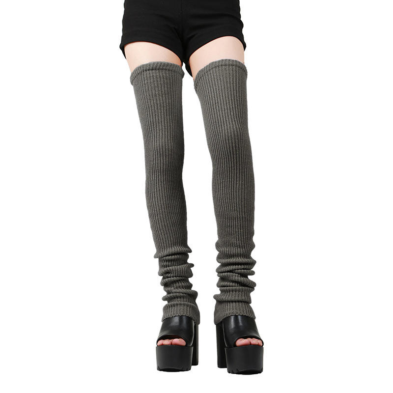 

Вязаные гетры JK Удлиненные средней высоты Теплые гольфы до колена Леггинсы Многоцветные Лолита Женские Выше колена Домашние Зимние Длинные носки One Size темно серый