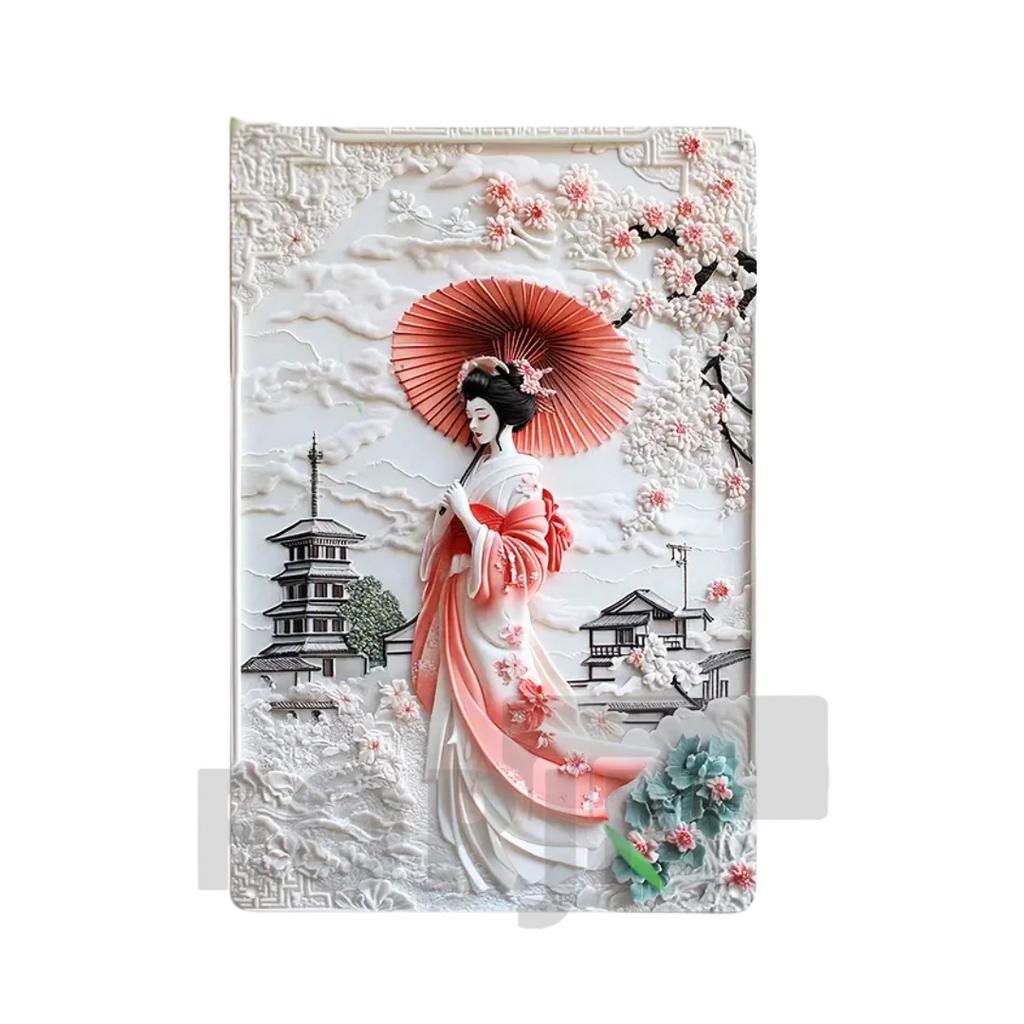 2D Japanisches Kunstposter Kimono Kirschblüten, elegantes Retro Geisha Metallschild, Zuhause, Zimmer, Büro, Izakaya, Café, Studio Wanddekor