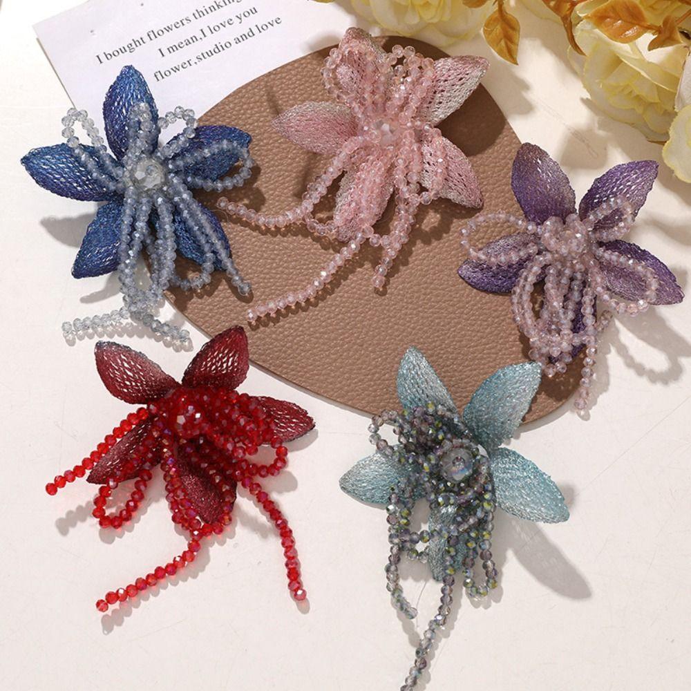Fashion Crystal Beads DIY Sewing Decals Multi-layer Handmade Crystal Patch Y2K Tassel Studded Patch Corsage Accessory