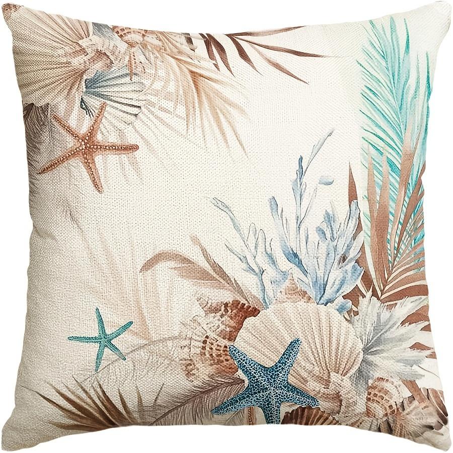 

1Pc Ocean Starfish and Seashells Throwing Pillowcases - Tropical Beach Design 40x40cm/16x16inch