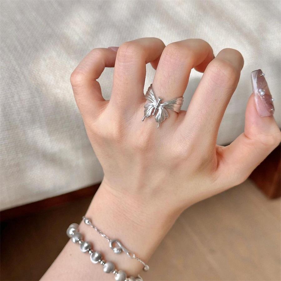 Retro brushed butterfly women s antique index finger ring fashionable design open ring