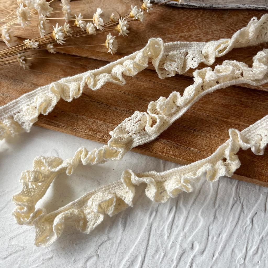 Beige Elastic Lace Band - Cotton Thread Decorative Doll Lace for DIY Clothing Accessories