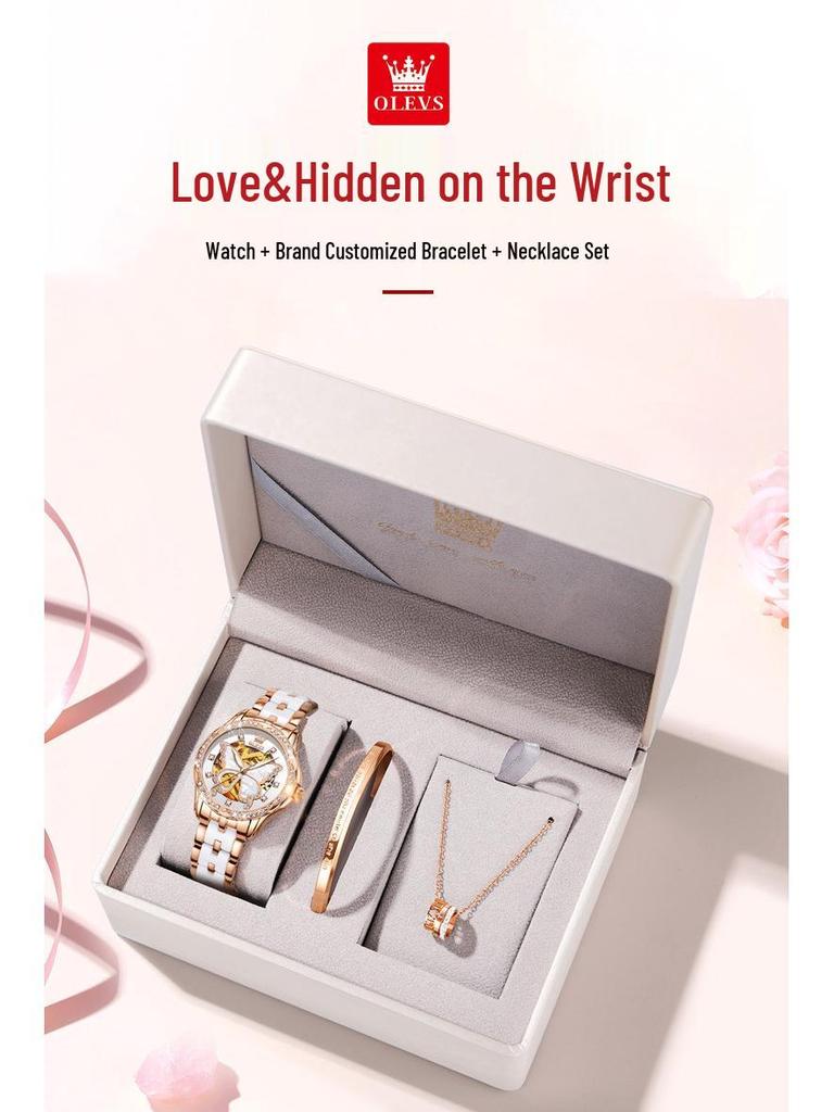 Damskie ceramiczne automatyczne zegarki mechaniczne Oulishi