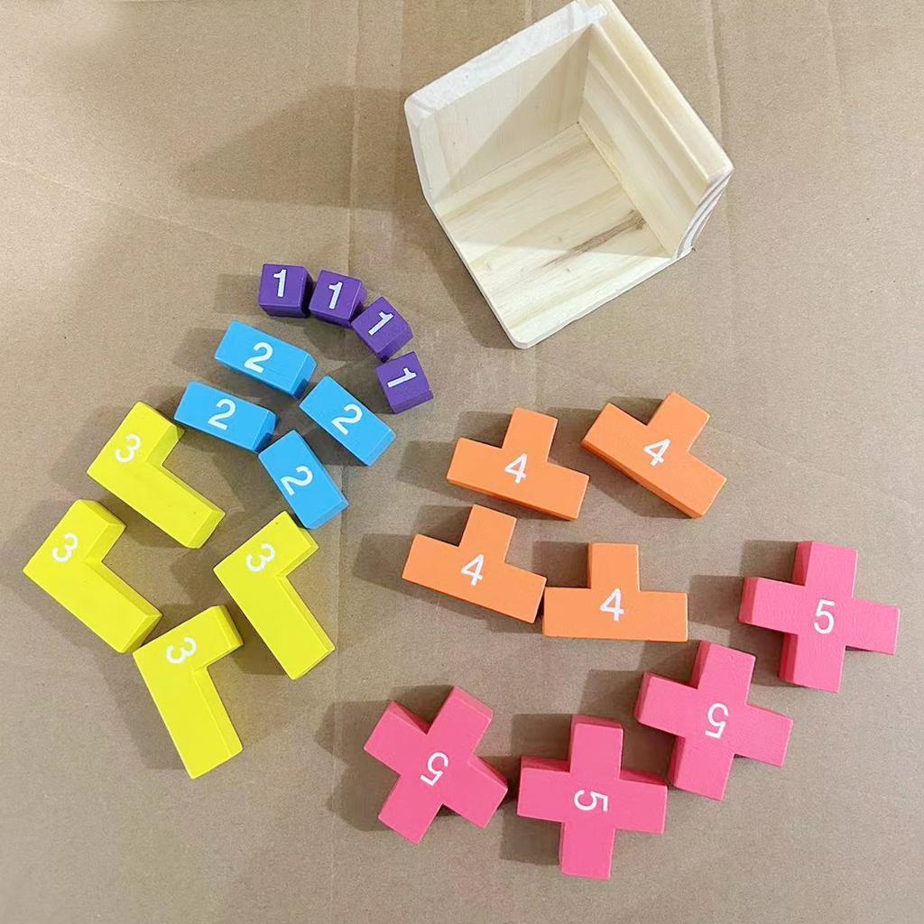 Colorful Wooden Blocks Puzzles,Classic Luban Lock Cube 3D Puzzle Toys, Intellectual Game for Children and Adults