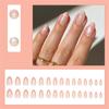 Short Almond Christmas False Nail with Bowknot Designs French Tips Press On Nail Artificial Nail for Women 24 Pcs