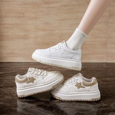 2025 Spring Little White Shoes New Korean Version Ins Female Students Platform Heightening Sports Board Shoes Casual Shoes Street Shooting 265