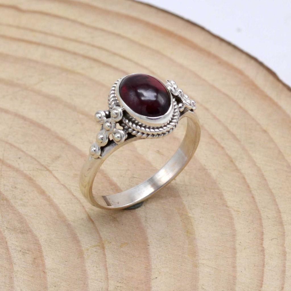 Garnet 925 Sterling silver Handamde Januart Birthstone Ring