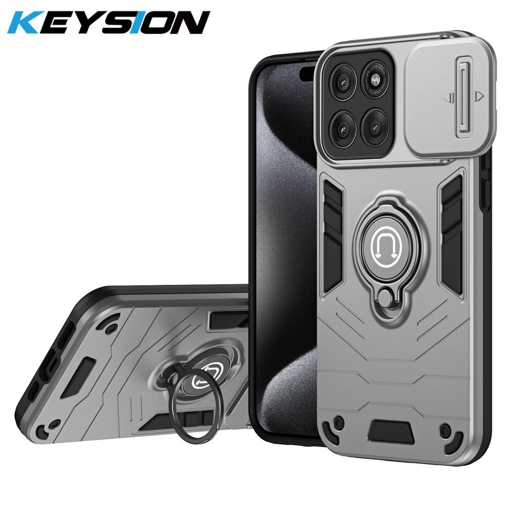 KEYSION Shockproof Armor Case for Motorola Edge 60 Pro 5G Camera Protection Ring Stand Phone Back Cover for MOTO Edge 60 Pro 5G
