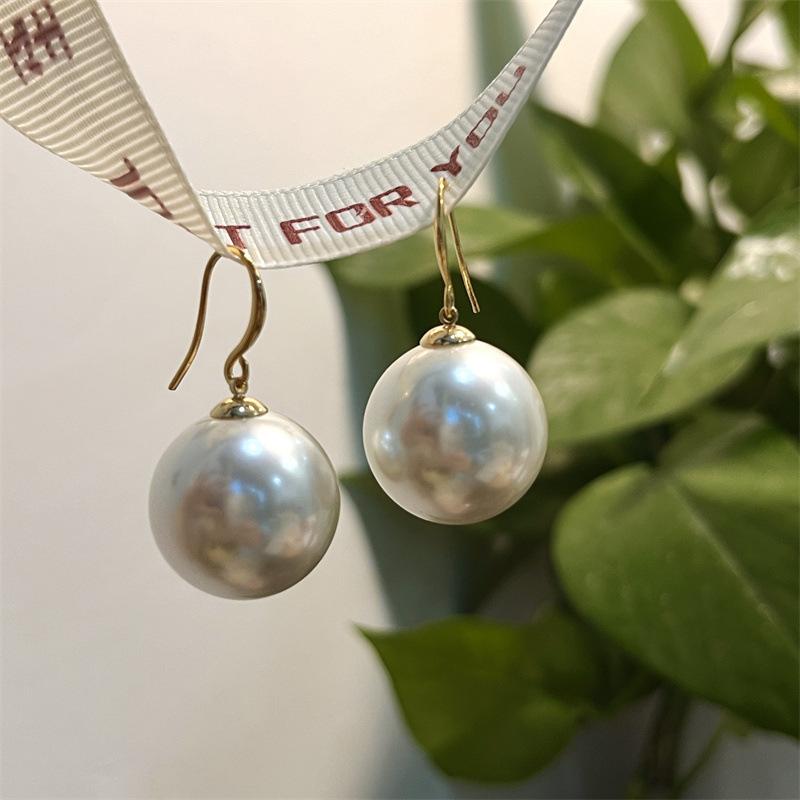 Large Pearl Earrings Woman - Simple and Elegant High-End Pearl Ear Hook - Elegant and Luxurious Retro Earrings