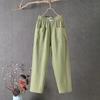 Women's Summer Cotton & Linen Slimming Straight-Leg Pants - Solid Color, Trendy & Versatile, Nine-Point Length