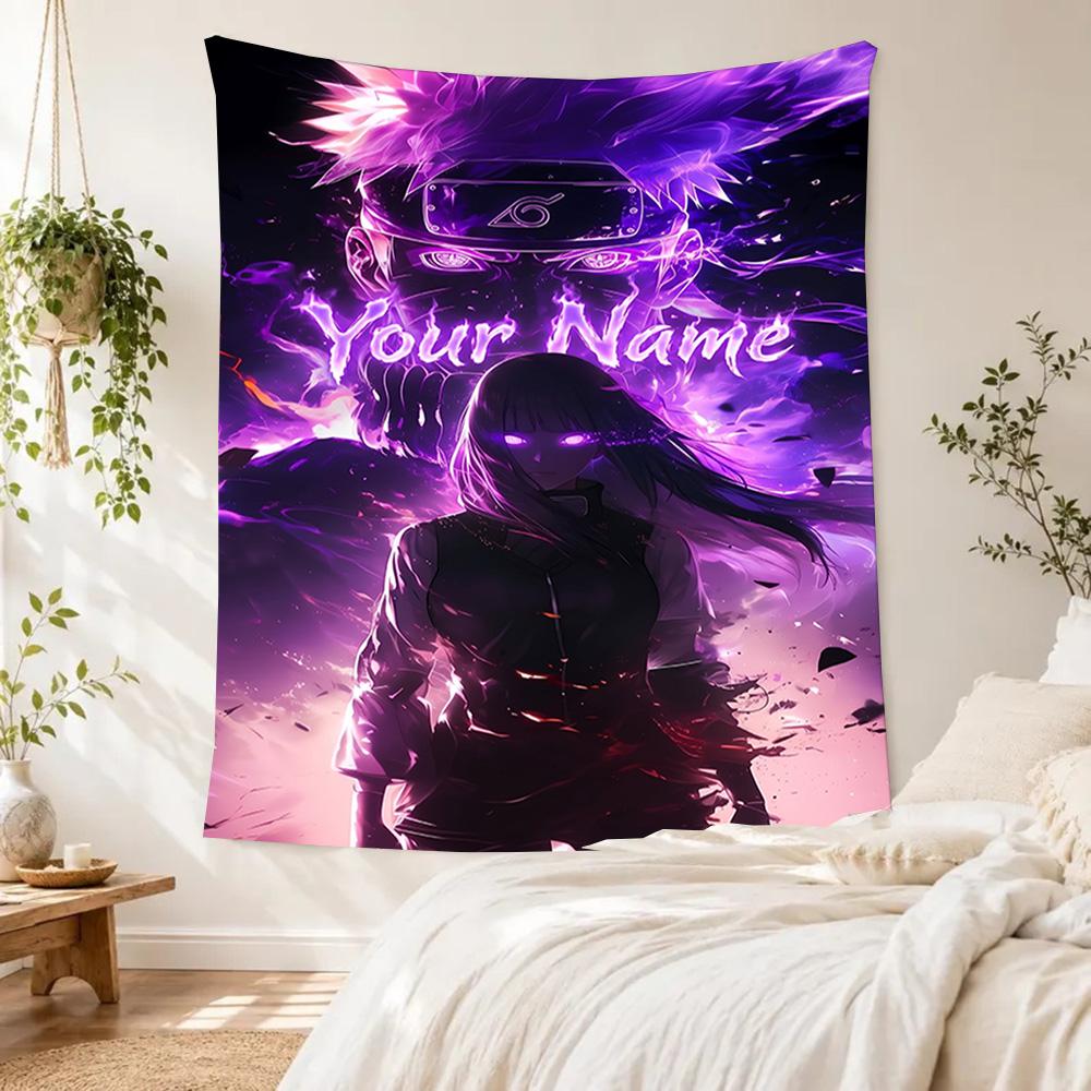 Naruto Character Customize Your Name Tapestry Customizable Wall Tapestry Smooth Polyester Suitable for Studio Apartment Multi-purpose for All Occasion