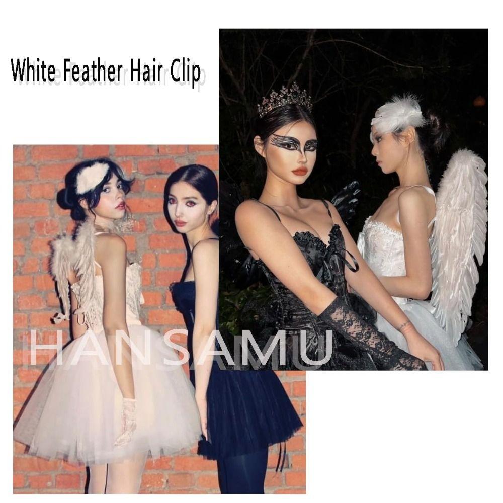2pcs Pearl Hair Pins Accessories Ballet Style Headpiece Cute Feather Hair Clip