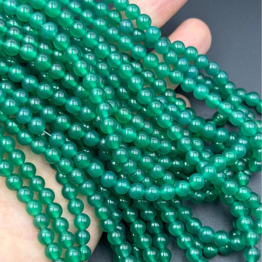 Imperial Green Chalcedony Agate Round Beads for DIY Jewelry & Accessories, Baroque Style