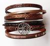 Hollow Tree of Life Multi-Layer Pearl Leather Bracelet with Magnetic Clasp