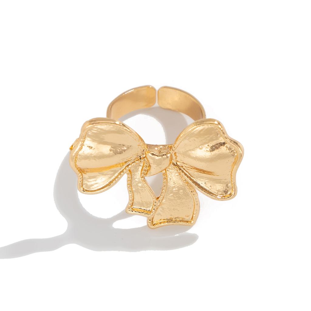 Fashion Niche Liquid Lava Metal Feeling Open Ring, Design Feeling Bow Ring Women