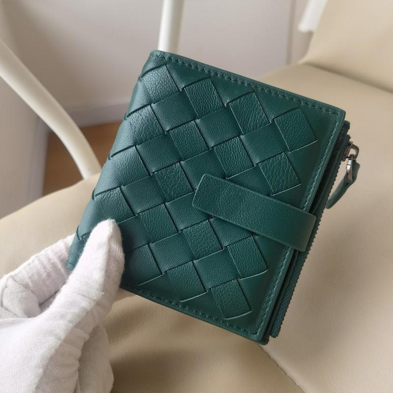 Handwoven Genuine Leather Wallet Men Women - Bi-Fold Coin Pouch Card Holder In Sheepskin Fashionable Business Style
