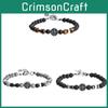 Stainless Steel Cross Mens Bracelet With Geometric Design And Volcanic Stones For Travel Gift