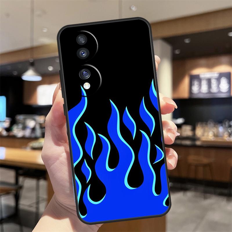 Blue Red Flame Fire Case For Honor Magic 5 6 7 8 Pro Honor 200 400 50 70 90 Lite X8b X8c X9b X9c X9d Win RT Cover