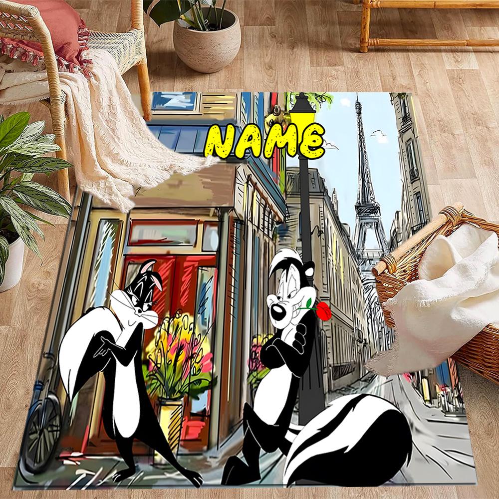 Looney Tunes: Name Frames Customize Text Floor Rug Office Rug Suitable for Dining Room Living Rooms Outdoor Kitchen Anti-slip Rug Office home decor