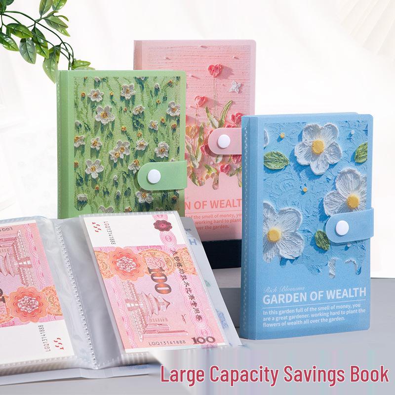 A6 3D Oil Painting Money Saving Album - Plastic Shell for Cash/RMB Collection