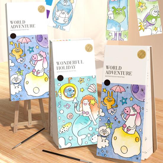 

1 комплект книжка-раскраска для граффити с кистью, легкая цветная книга с высокой цветностью, отдельная цветная пластина, акварельная книга для школы