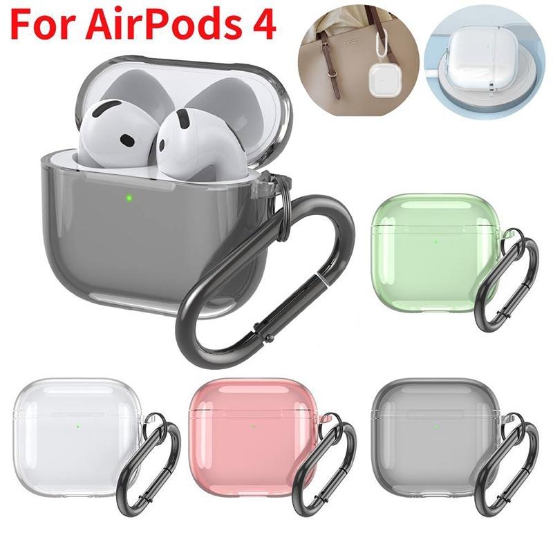 Transparent Protecitve Case For AirPods 4 TPU Earphone Case Shockproof Wireless Headphone Case With Keychain For Apple Airpods 4