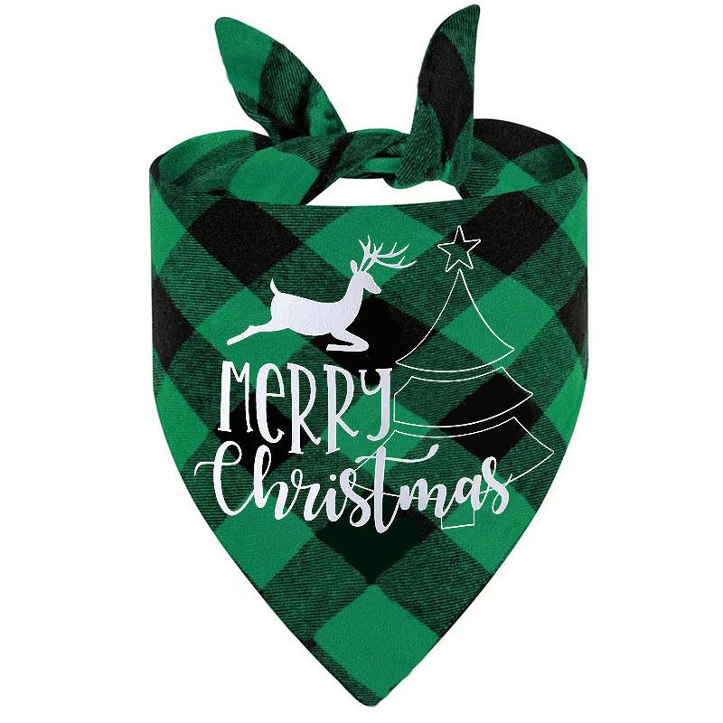 New polyester plaid pet triangle scarf dog print saliva scarf cat bib scarf