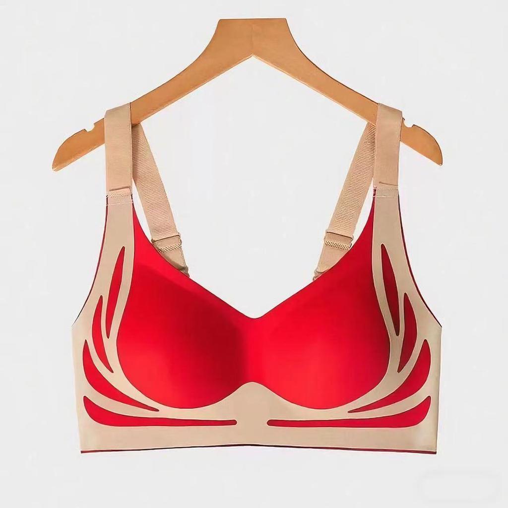 Women's Lifting and Side Breast Light Luxury Bra Skin-friendly Breathable Comfortable Seamless Gathering No Steel Ring Underwear