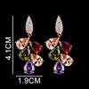 Colorful Cubic Zirconia Long Drop Earrings, Luxury Geometric Crystal Earrings, Elegant Evening Party Jewelry Gift