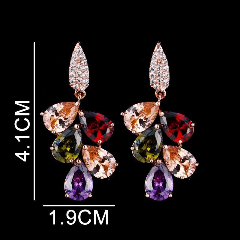 Colorful Cubic Zirconia Long Drop Earrings, Luxury Geometric Crystal Earrings, Elegant Evening Party Jewelry Gift