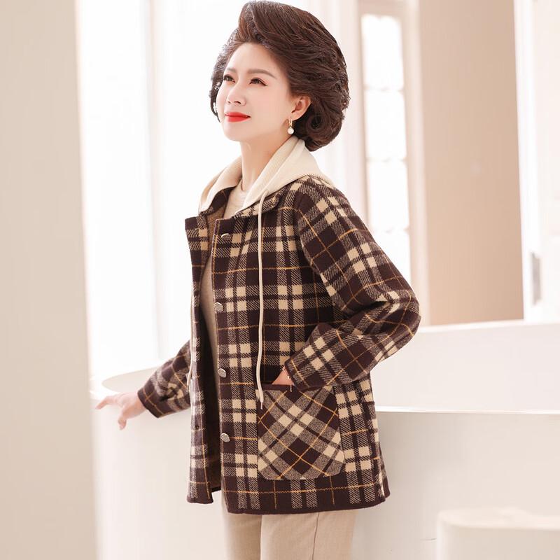 Jianhu Middle-Aged Women's Hooded Cardigan Jacket