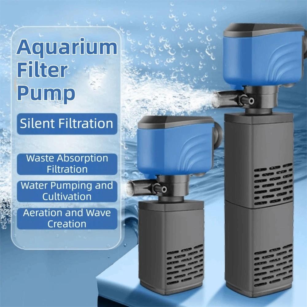 3 In 1 Aquarium Filter Pump Silent Operation Adjustable Flow Water Filter Pump Plastic Energy Efficient Submersible Filter