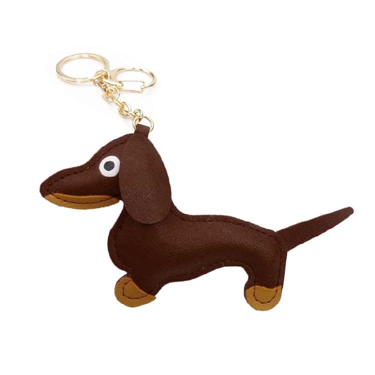 Süßer PU-Leder Tieranhänger Niedlicher Dackel Hund Schlüsselanhänger Anhänger Hängendes Ornament Rucksack Handtasche Charm Geschenk