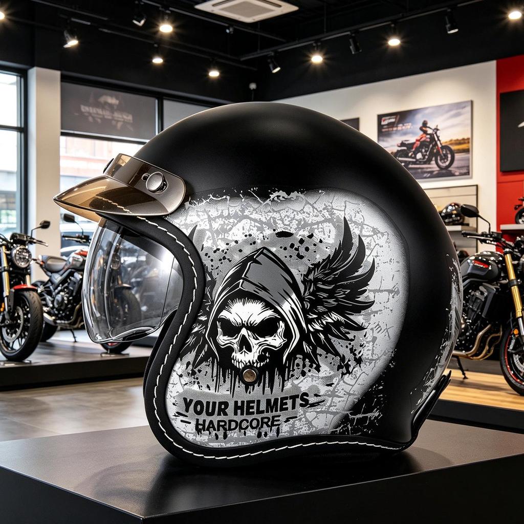 Retro Eagle Head Three-Quarter Motorcycle Helmet