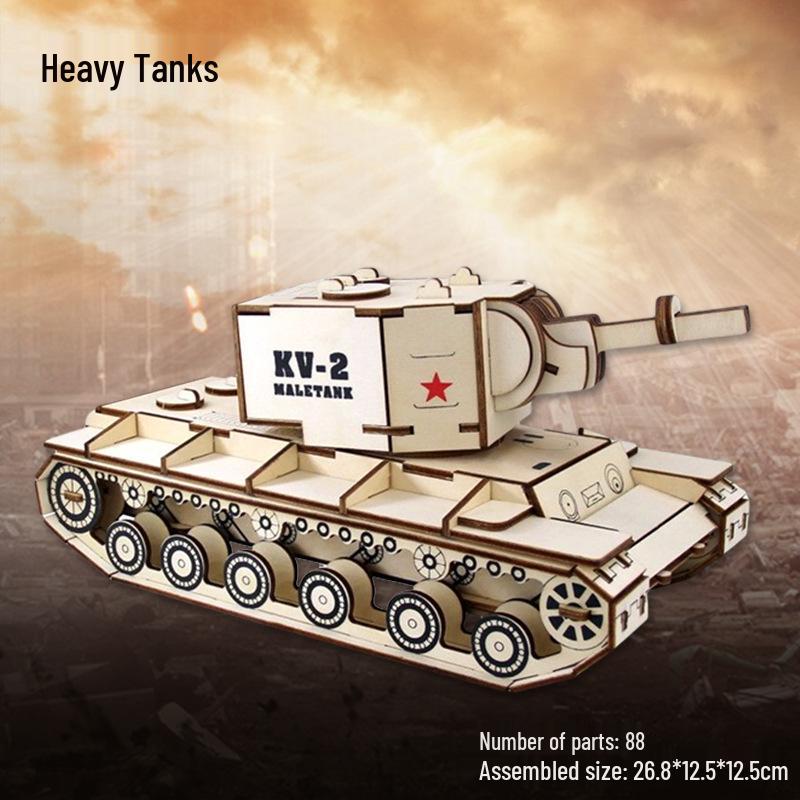 Wooden 3D Military Puzzle Model - Educational DIY Toy for Boys