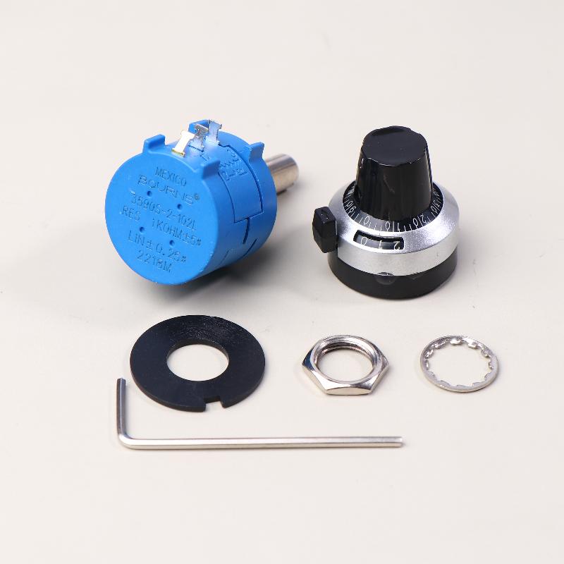 1Set 3590S Precision Multiturn Potentiometer Kit - 10 Ring Adjustable Resistor + Rotary Knob & Counting Dial
