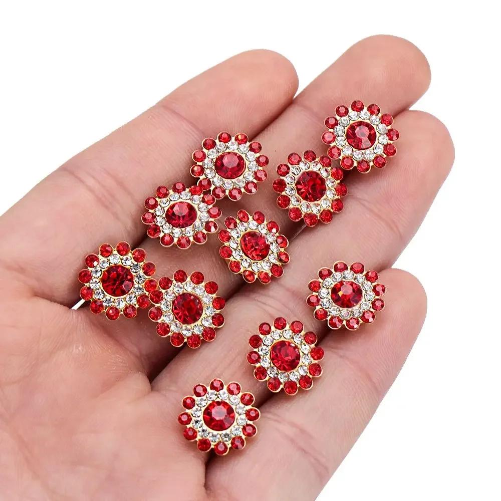 10PCS 14mm Craft Flower-shaped Sparkling Crystal Glass Stone Rhinestone Buttons Hat Accessories Clothes Decoration
