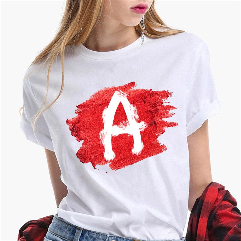 Women T Shirt Harajuku Summer 26 Alphabet K Print Woman Tee Tops Casual 90S Tshirt Femme Fashion Female T-Shirt