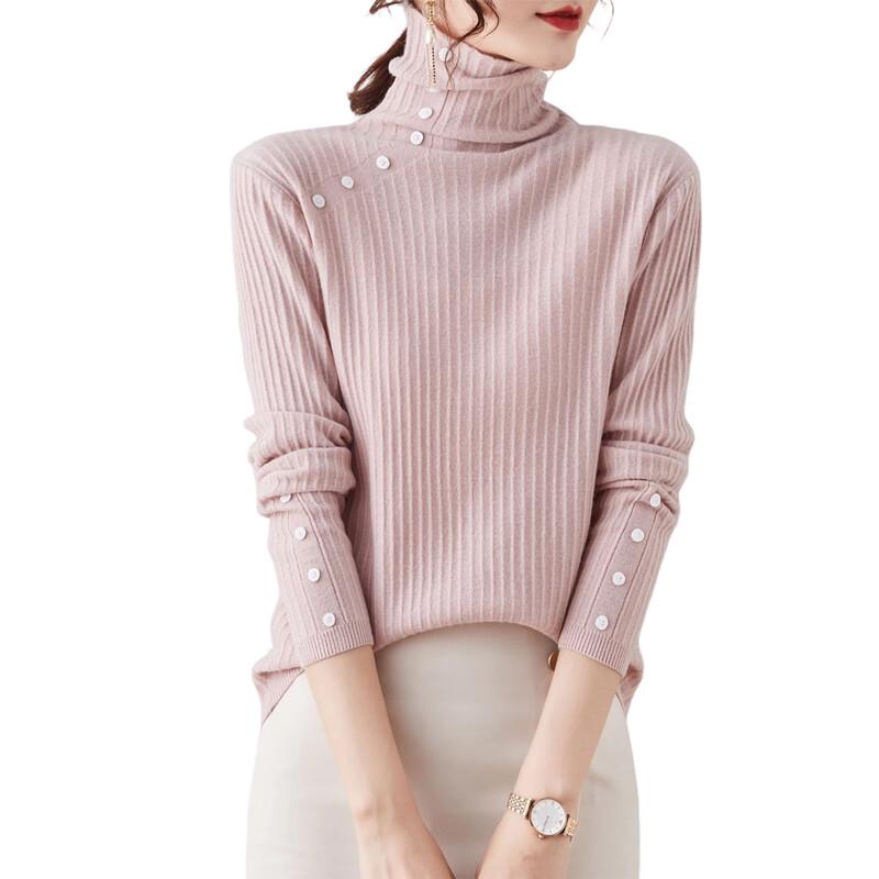 Hengyuanxiang Women's 100% Wool Jacquard Turtleneck Sweater