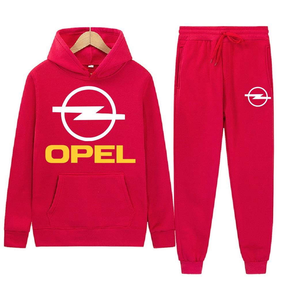 Men's Women 2Pcs Sets Fleece Sweatshirt Hoodies Pants OPEL Car Male Sportswear Tracksuits Unisex Ensemble Homme