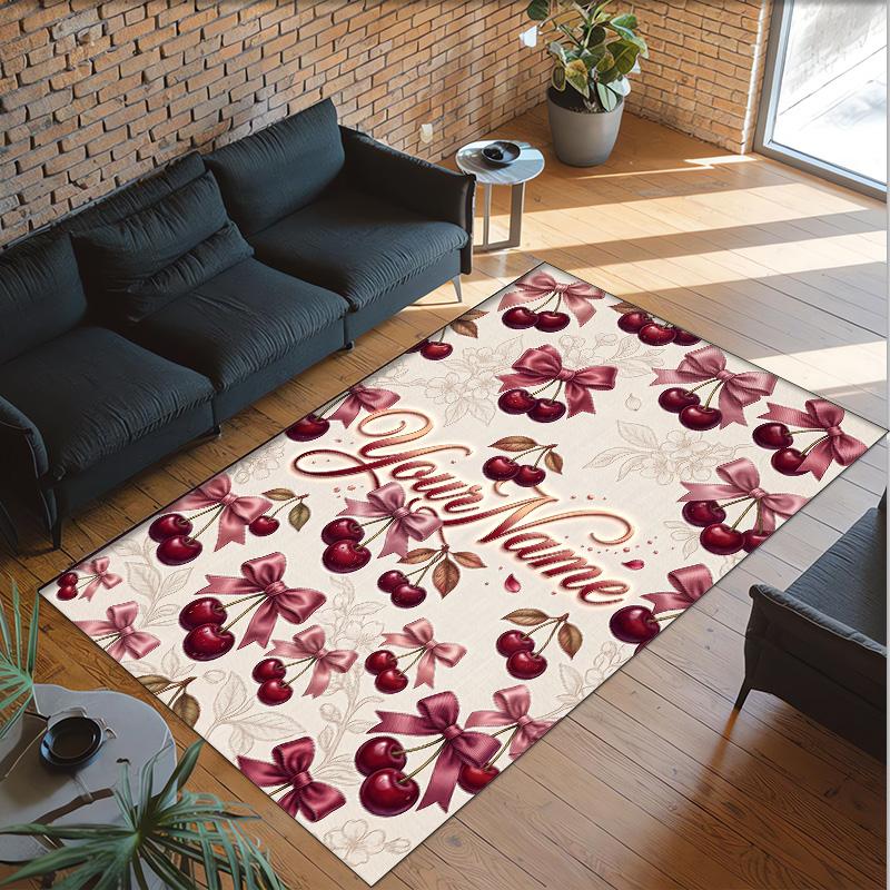 Valentine Love Theme Crystal Velvet Rug Personalized Custom Name Text Soft Floor Mat Home Decor