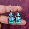 Turquoise Earrings, 925 Solid Sterling Silver Gemstone Jewelry, Handmade Nepali Earrings, For Thanksgiving