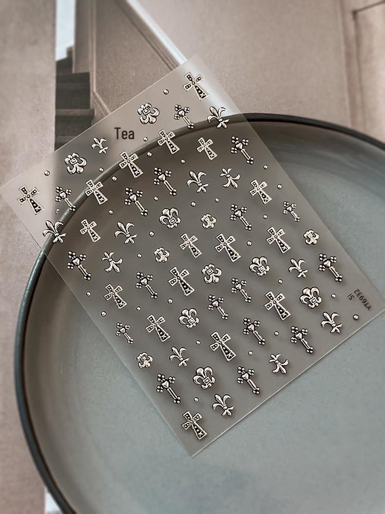 Retro Exquisite Ant Figure Nail Stickers - Cross & Hot Stamping Style (YT6931)