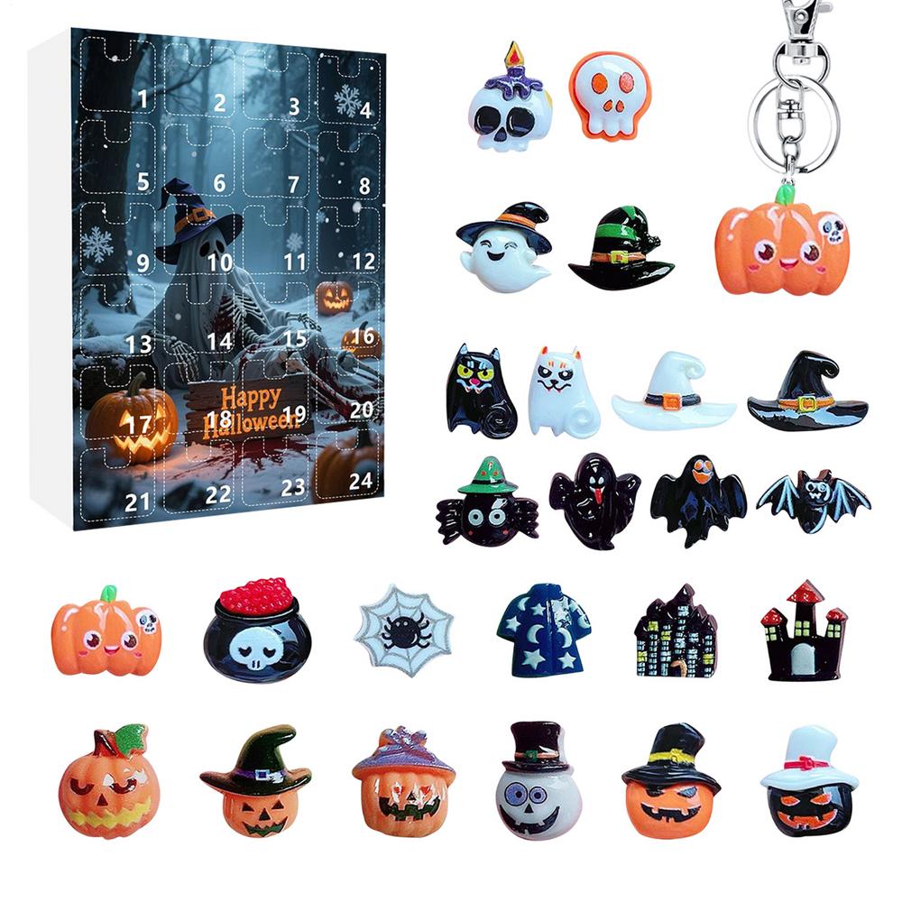Horror Countdown Kalender Feiertagsskulpturen Tischdekoration Gruselige Statuen 24-Tage Advent Halloween-Figuren Für Kamin