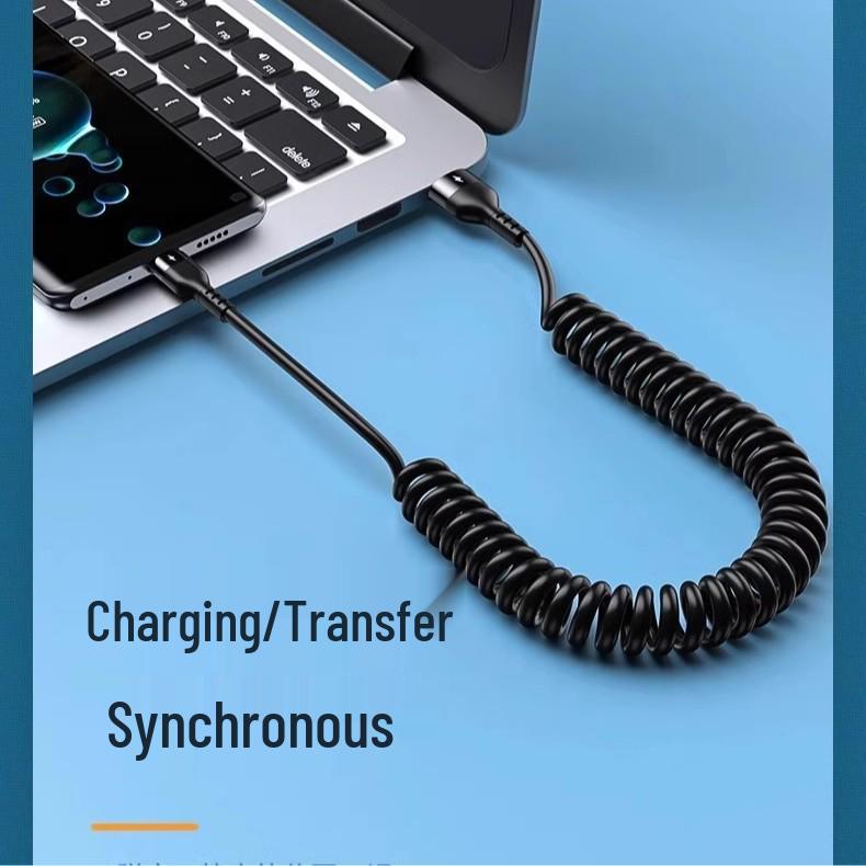 6A Ultra-Fast Charging Retractable Type-C Cable for Apple & Huawei - Car & Motorcycle Compatible