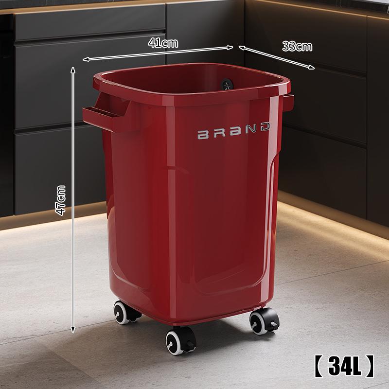 Large Mobile Industrial-Style Kitchen Trash Can with Wheels for Indoor/Outdoor Use