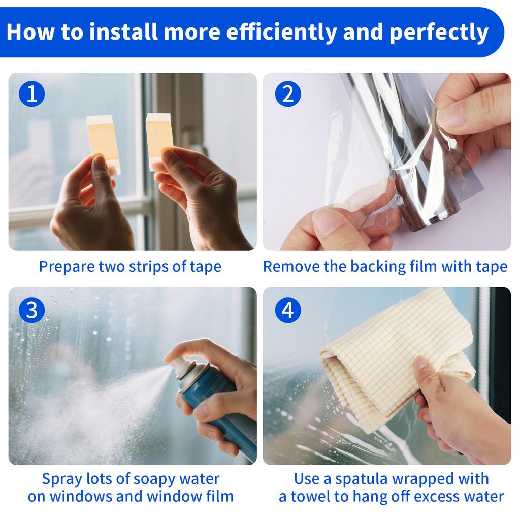 One Way Mirror Window Privacy Film Daytime Anti UV Sun Blocking Heat Control Reflective Window Tint for Home Office Living Room
