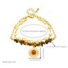Stainless Steell Maillard Sun Flower Heart Bilayer Bracelet Women Hand Chain Jewelry Gift